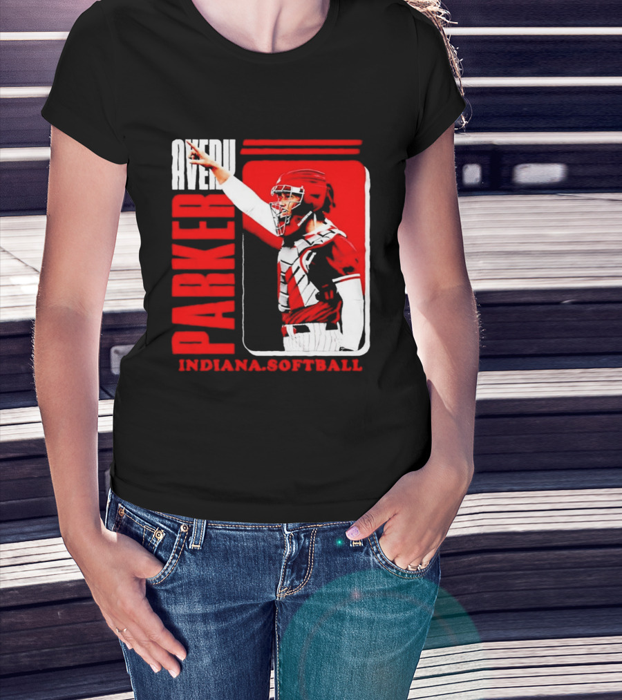 Avery Parker Indiana Softball Catcher Player Red And White Uniform T-Shirt