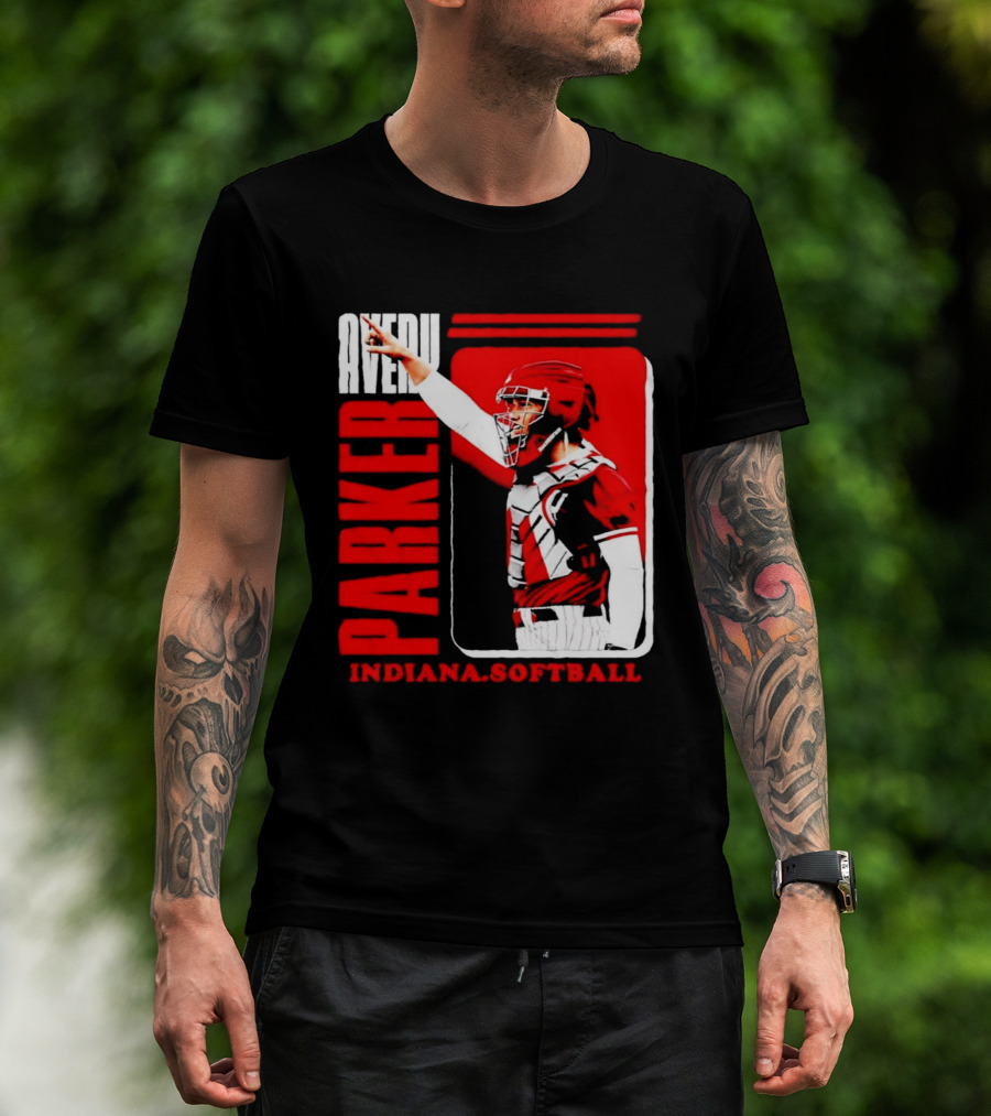 Avery Parker Indiana Softball Catcher Player Red And White Uniform T-Shirt