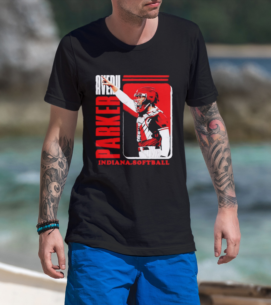 Avery Parker Indiana Softball Catcher Player Red And White Uniform T-Shirt