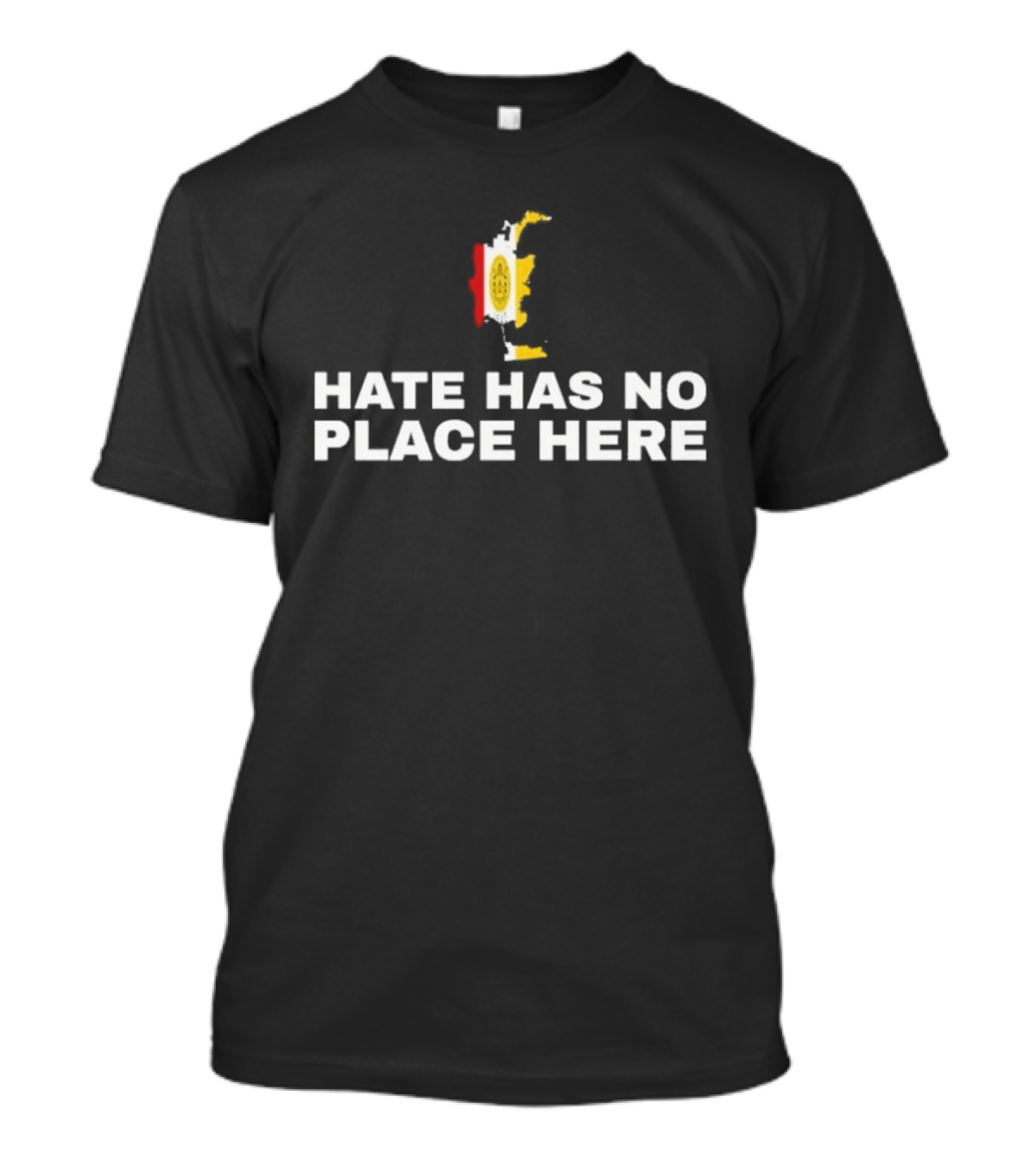 Hate Has No Place Here Multicolor Paintbrush Stroke Motif T-Shirt