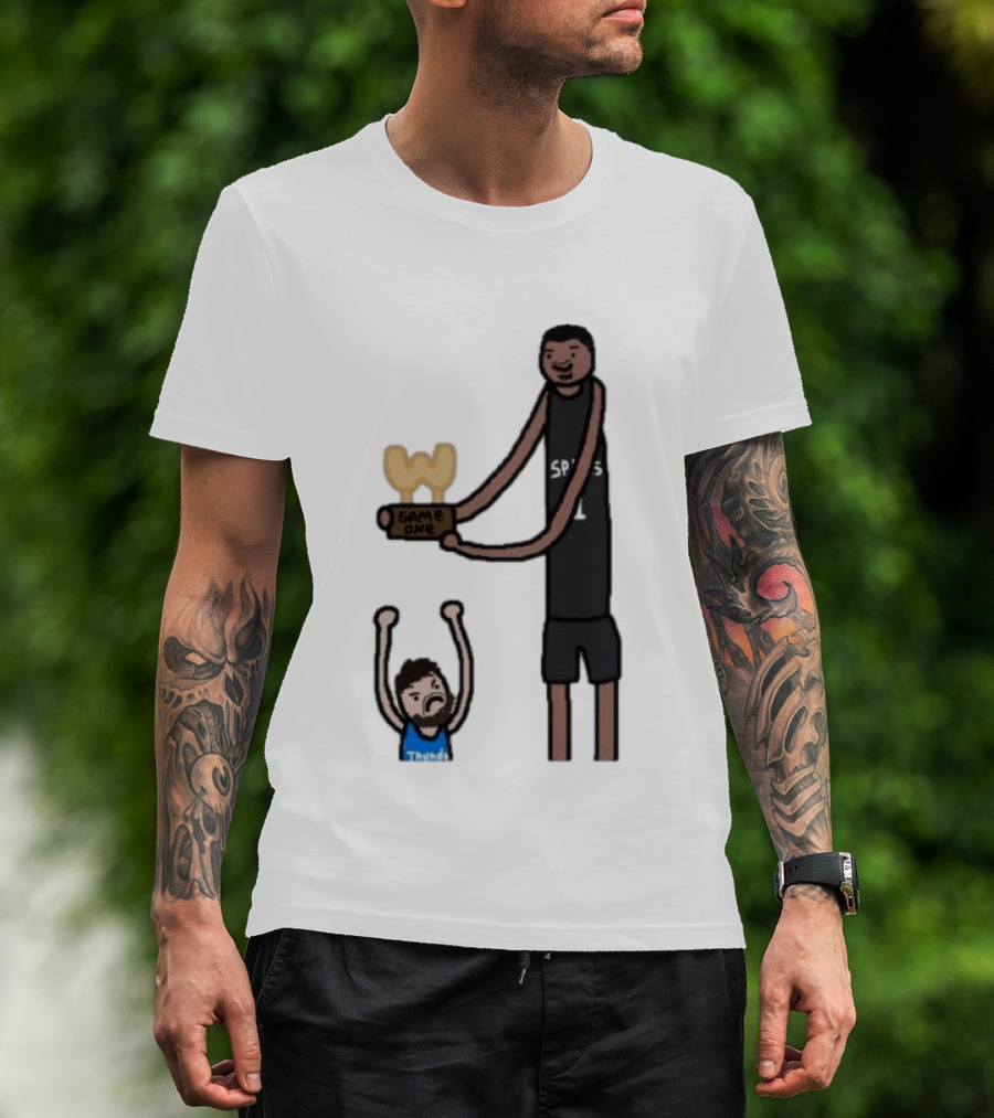 Spurs Victor Wembanyama Game One Vs Thunder Basketball Cartoon T-Shirt