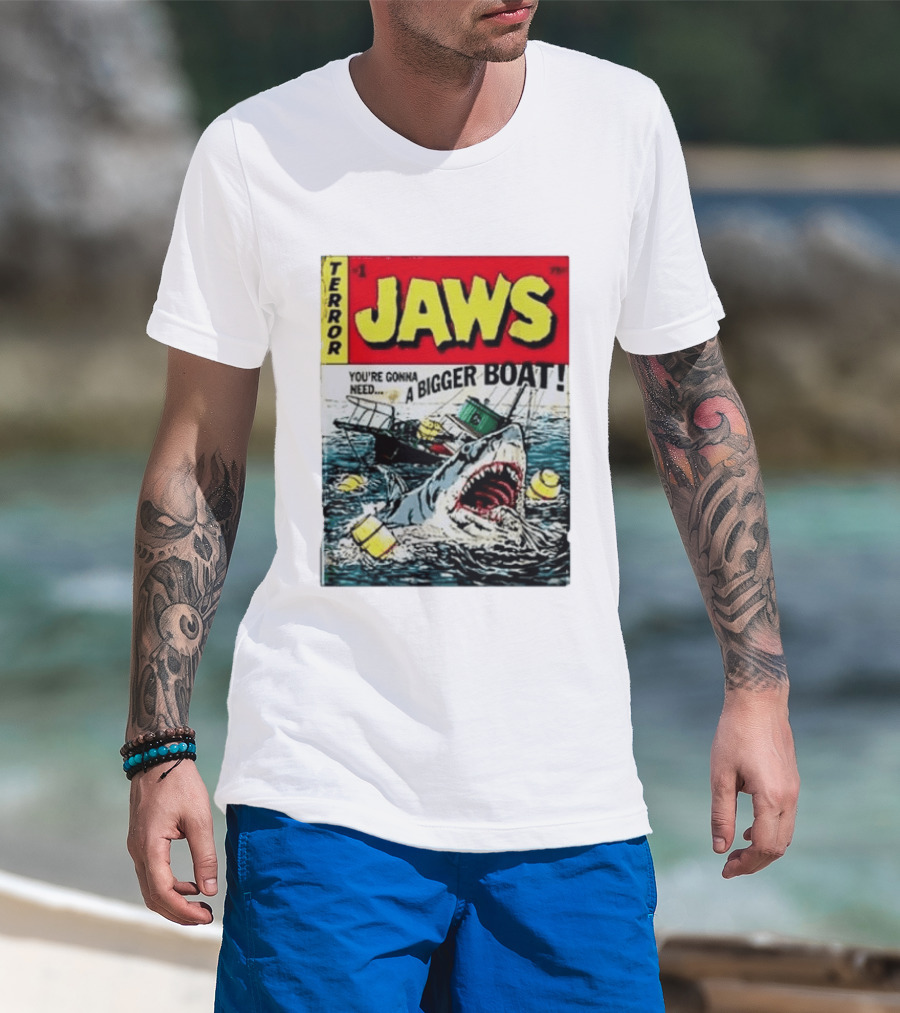 Terror Jaws Comic Cover You're Gonna Need A Bigger Boat T-Shirt