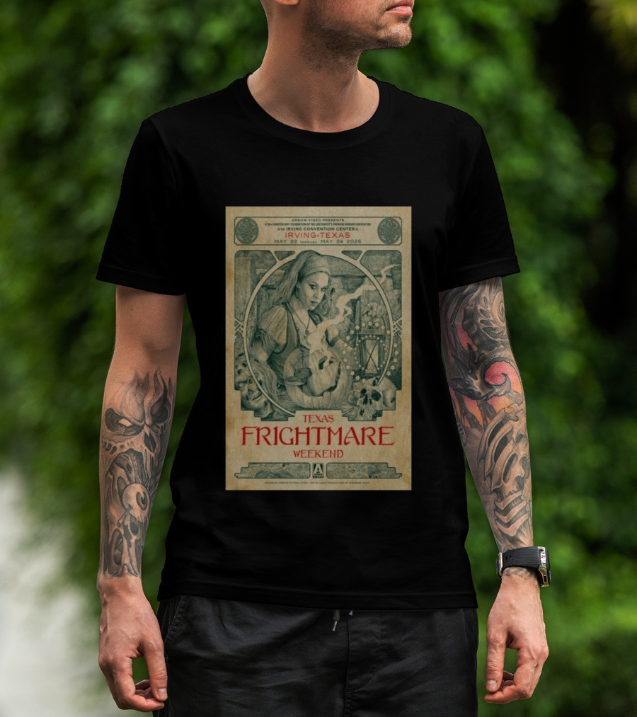 2026 Texas Frightmare Weekend Tour Irving Texas May 22 24 Arrow Video Horror Convention T-Shirt