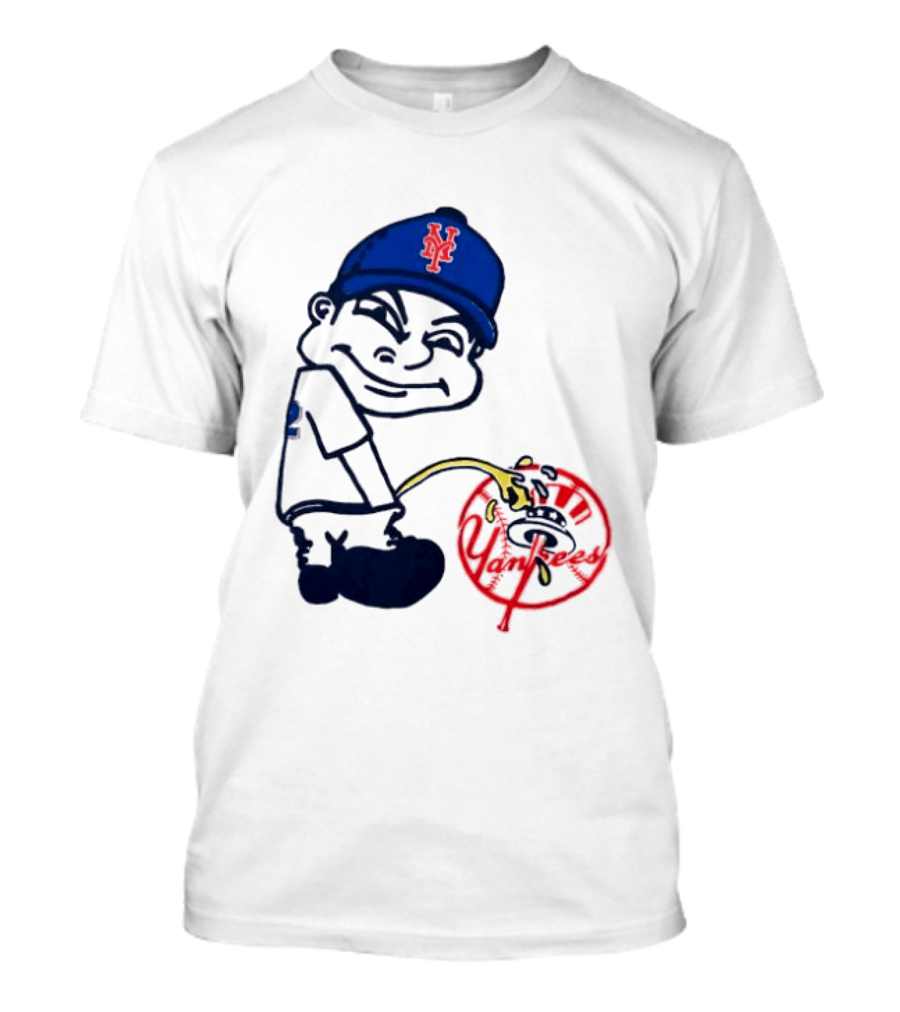 New York Mets Fans Rivalry Yankees Humorous Cartoon T-Shirt