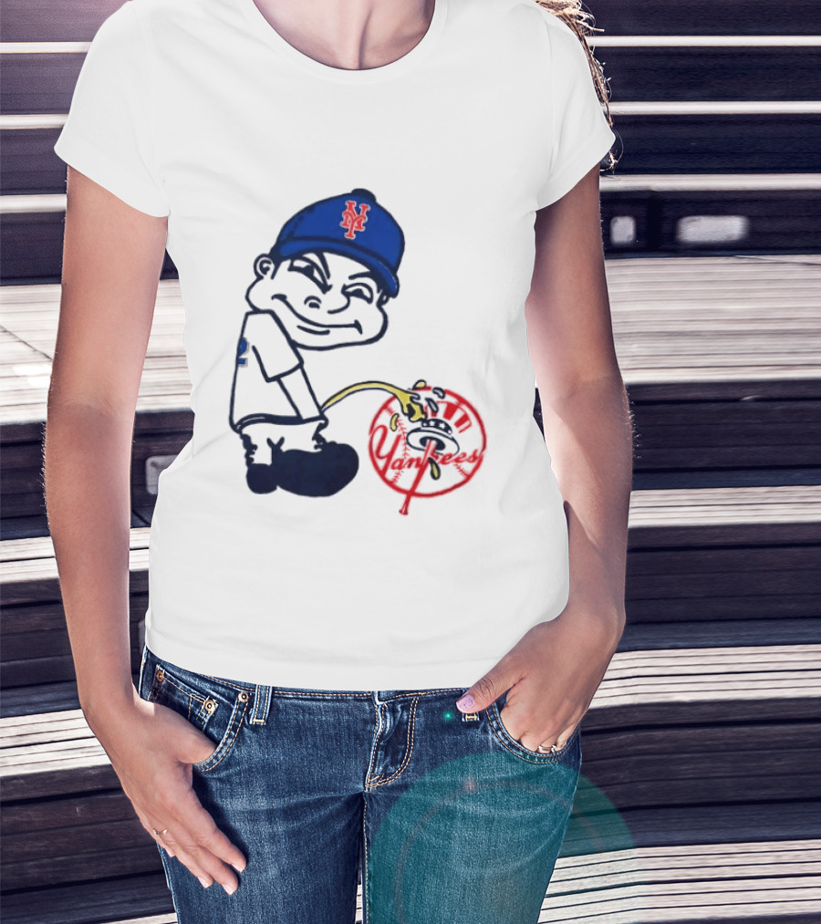 New York Mets Fans Rivalry Yankees Humorous Cartoon T-Shirt