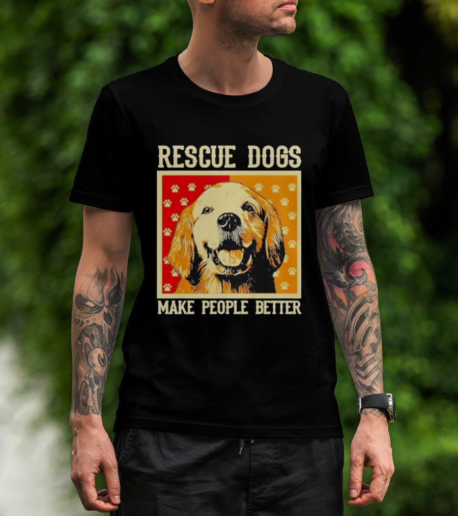 Rescue Dogs Make People Better Paw Print T-Shirt