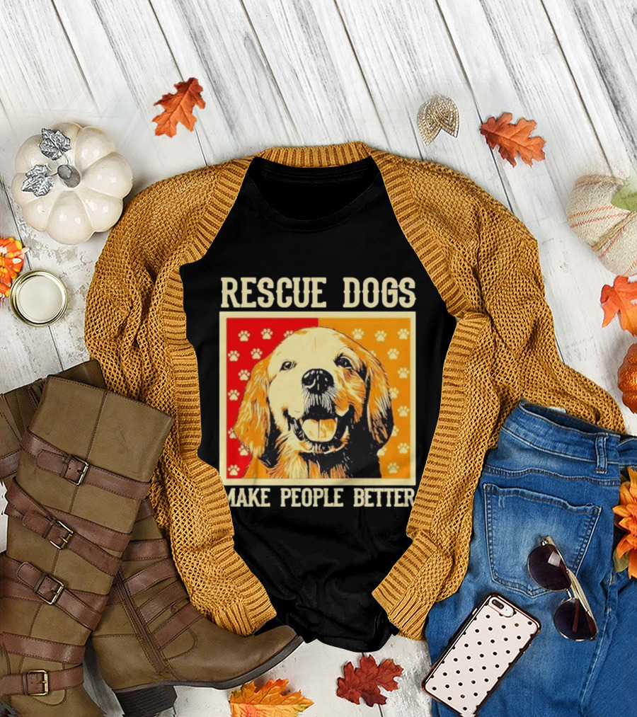 Rescue Dogs Make People Better Paw Print T-Shirt
