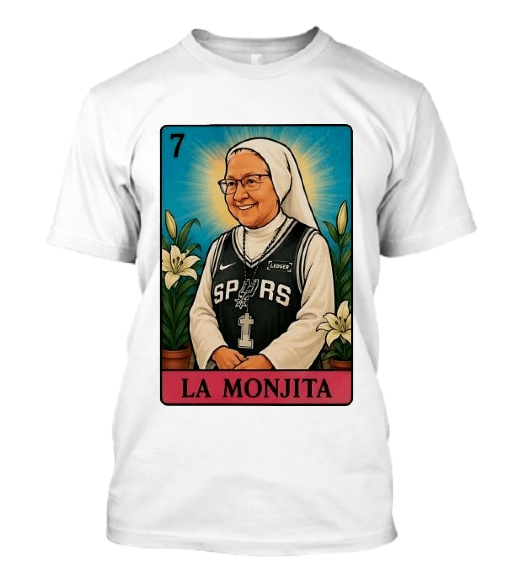Salesian Sisters La Monjita Spurs Basketball Legend T-Shirt