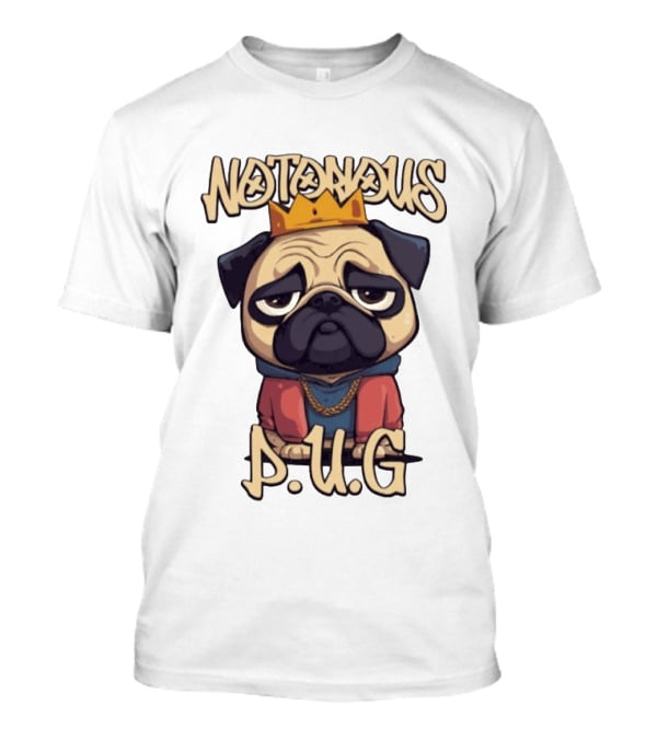 Notorious Pug Iconic Crowned Cartoon 90s Rap T-Shirt