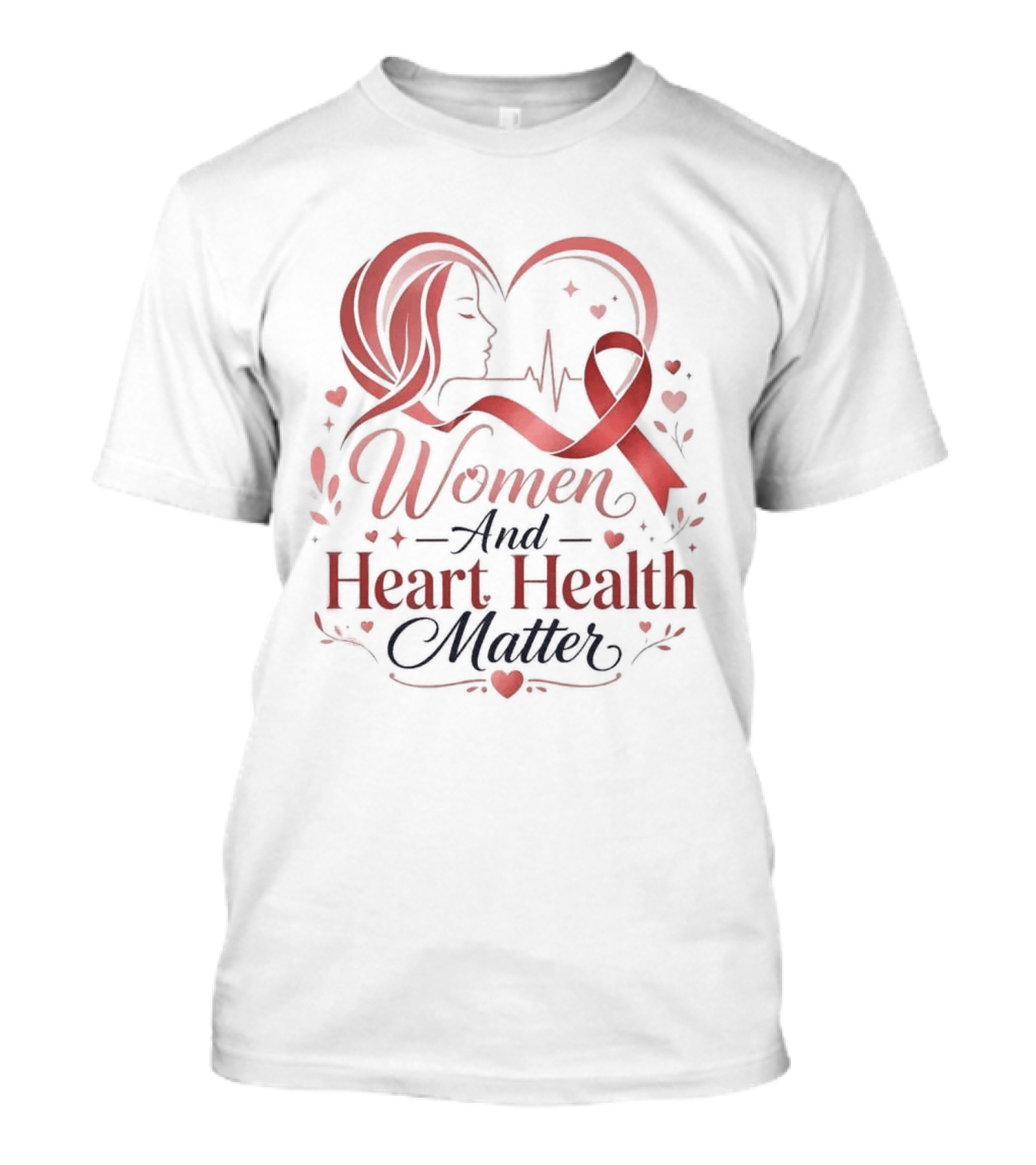 Women And Heart Health Matter Awareness Ribbon Heartbeat T-Shirt