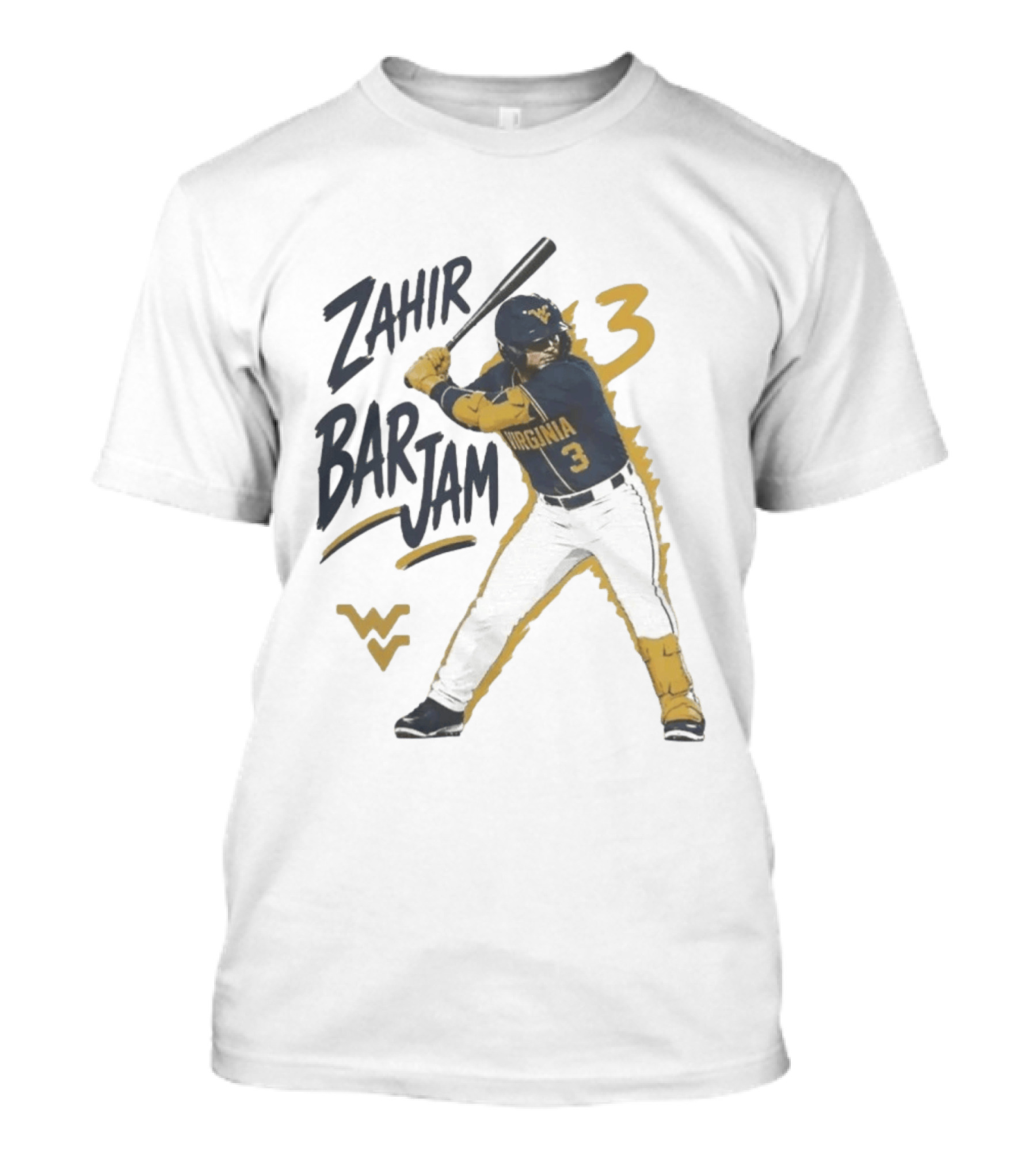 Zahir Barjam West Virginia Baseball Number 3 Sports Fan T-Shirt