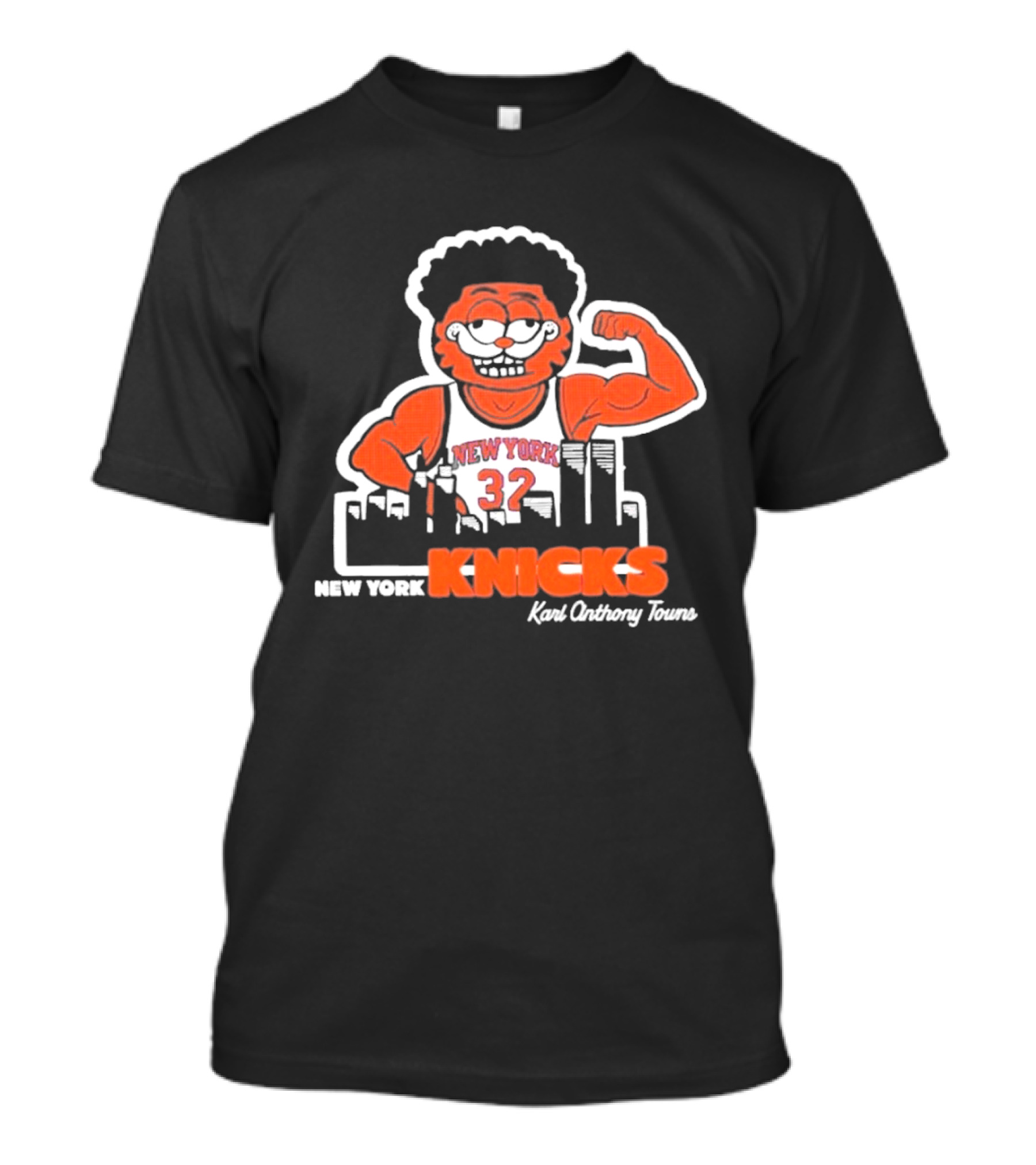 New York Knicks Karl Onthony Towns Cat Basketball Skyline 32 T-Shirt
