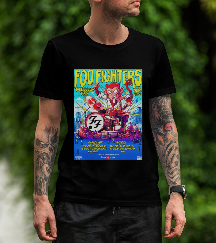 Foo Fighters Take Cover Tour India 2027 Bengaluru Mumbai The Pretty Reckless Die Spitz Alain Johannes Punkshit Still In Therapy Mali January 29 31 T-Shirt