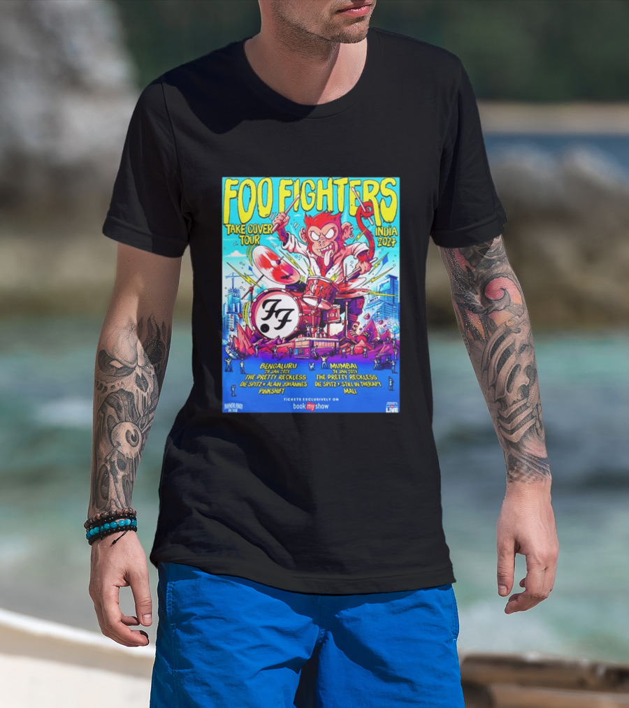 Foo Fighters Take Cover Tour India 2027 Bengaluru Mumbai The Pretty Reckless Die Spitz Alain Johannes Punkshit Still In Therapy Mali January 29 31 T-Shirt