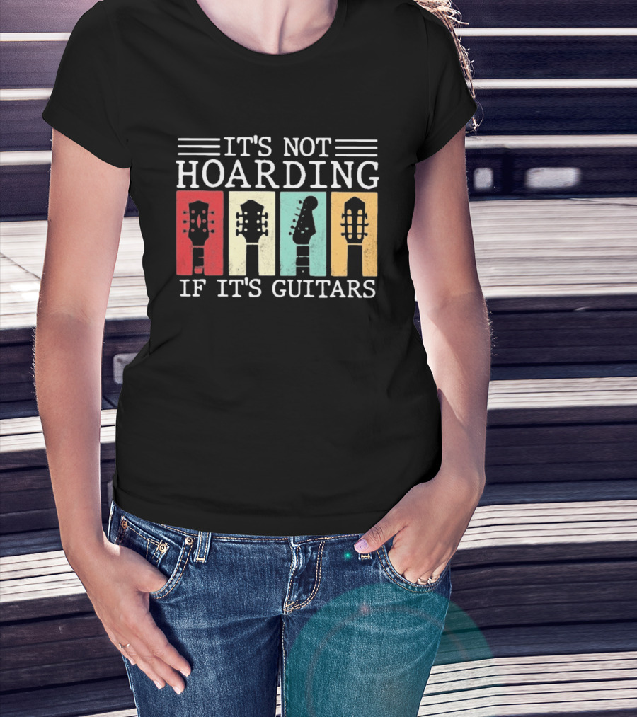 It's Not Hoarding If It's Guitars Headstock Collage T-Shirt