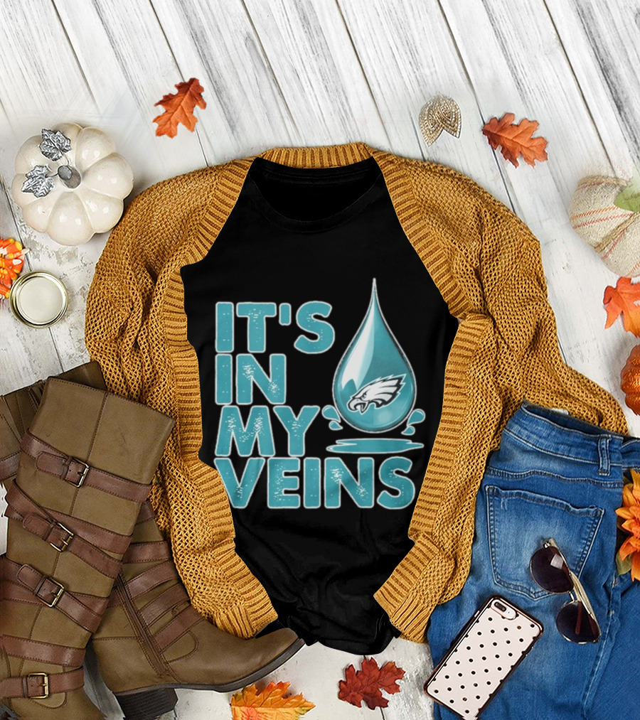 Philadelphia Eagles It's in My Veins Dripping Logo Fan Pride T-Shirt