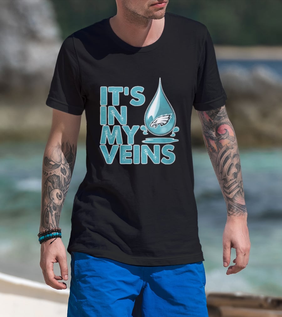 Philadelphia Eagles It's In My Veins Dripping Logo Fan Pride T-Shirt