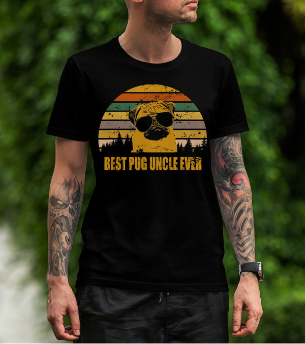Best Pug Uncle Ever Vintage Retro Pug With Sunglasses T-Shirt