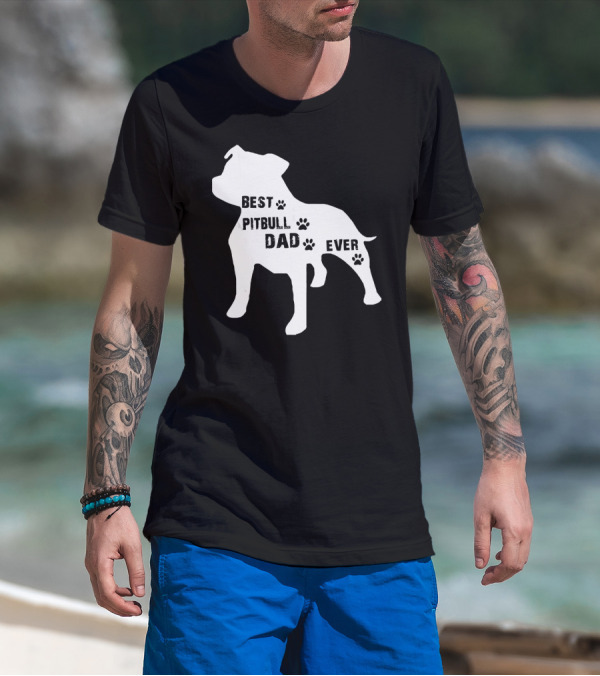Best Pitbull Dog Dad Ever Paw Prints T-Shirt