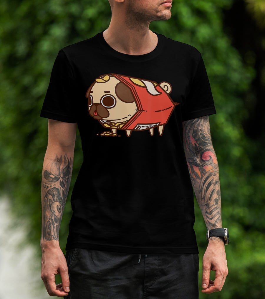 Puglie Dog In Chips Bag Funny Pug Love Food Birthday T-Shirt