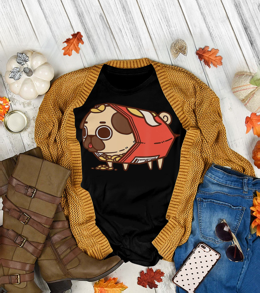 Puglie Dog in Chips Bag Funny Pug Love Food Birthday T-Shirt