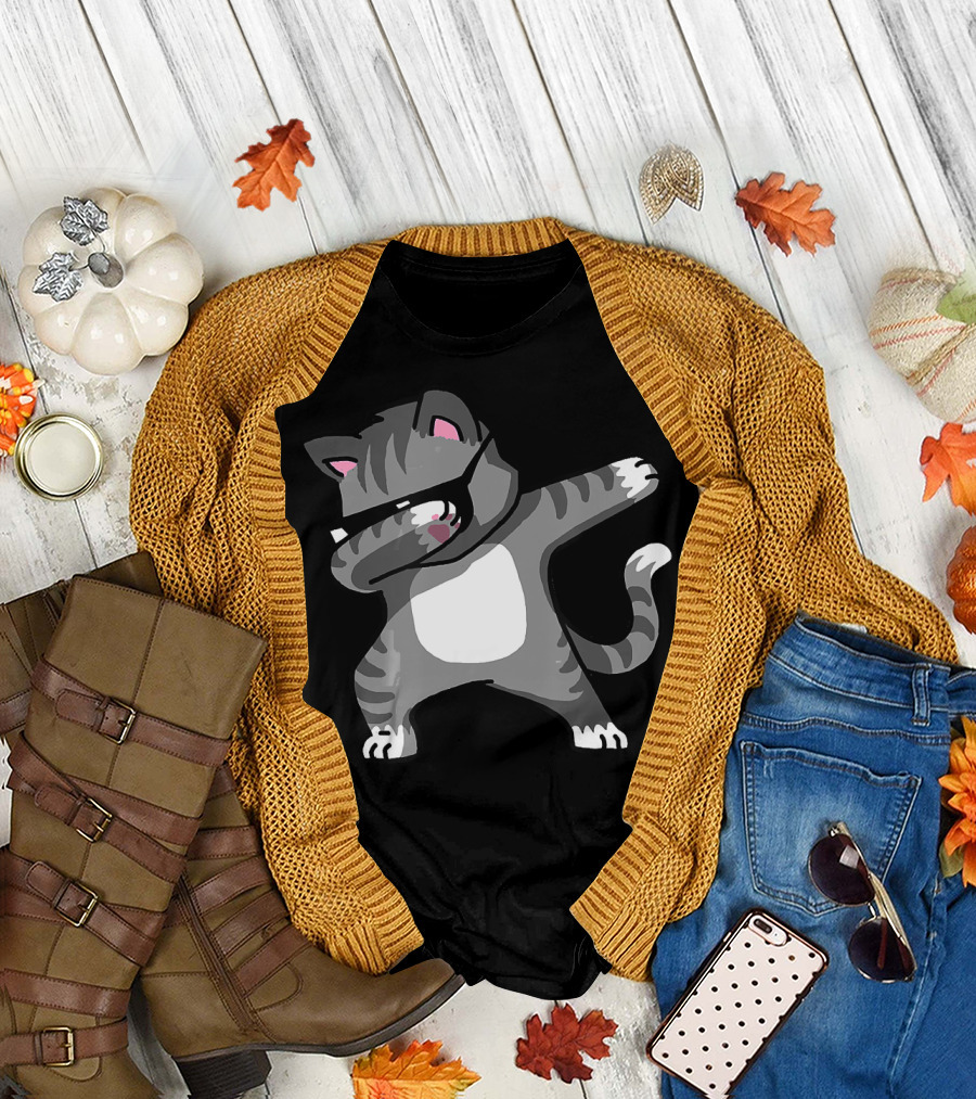 Dabbing Cat Funny Dab Hip Hop Dabbing Kitten Cool Dance Move T-Shirt
