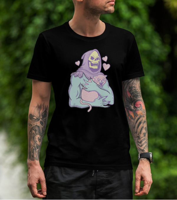 Bones Love Cat Cool Hearts Emojii T-Shirt