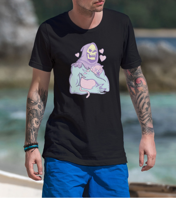 Bones Love Cat Cool Hearts Emojii T-Shirt