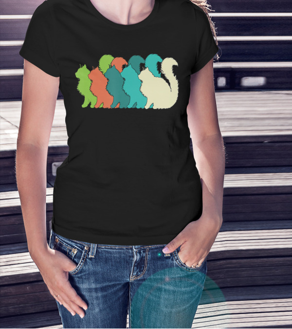 Cat Silhouettes For The Love Of Cats Womens Girls Cat Lover T-Shirt