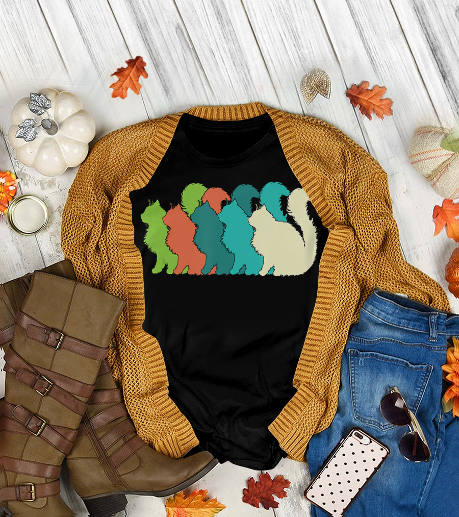 Cat Silhouettes for the Love of Cats Womens Girls Cat Lover T-Shirt
