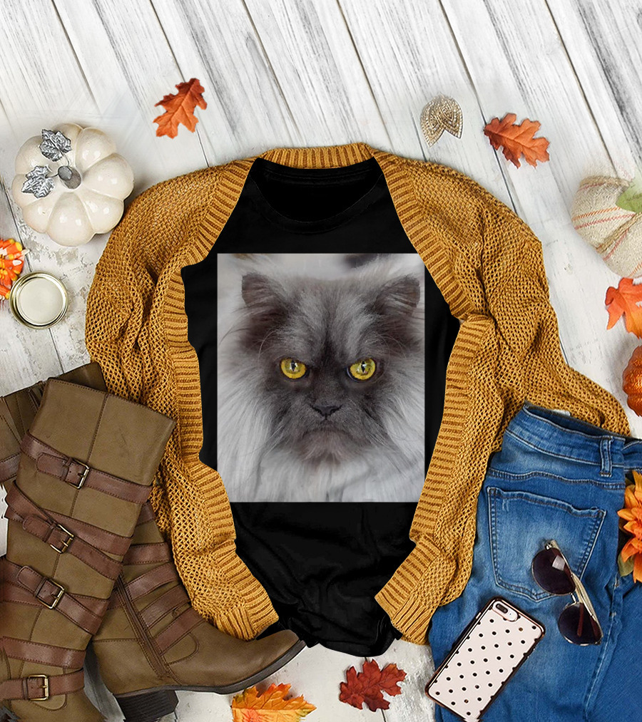 Jun the Angry Cat Golden Eyes Grumpy Expression T-Shirt