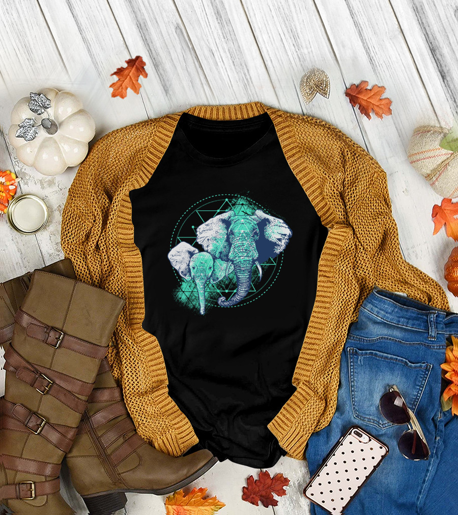Magic Elephant Geometric Triangles T-Shirt