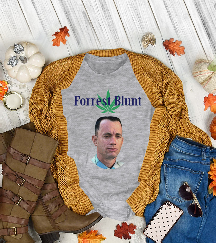 Forrest Blunt Tom Hanks Movie Mashup with Cannabis Leaf T-Shirt