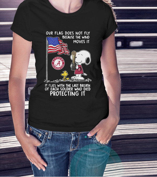 Alabama Crimson Tide Snoopy Woodstock Flag Tribute Soldier Sacrifice T-Shirt