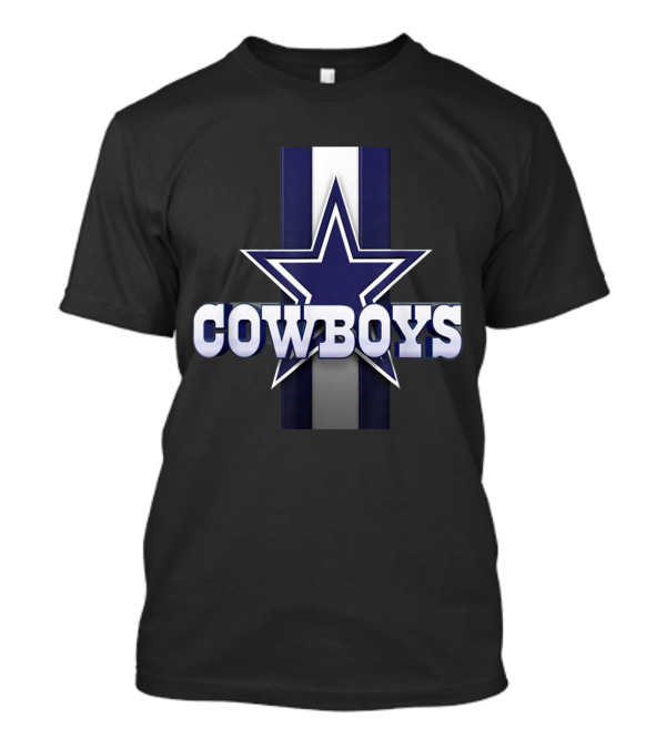 Dallas Cowboys Star Logo With Blue And White Stripe Background T-Shirt