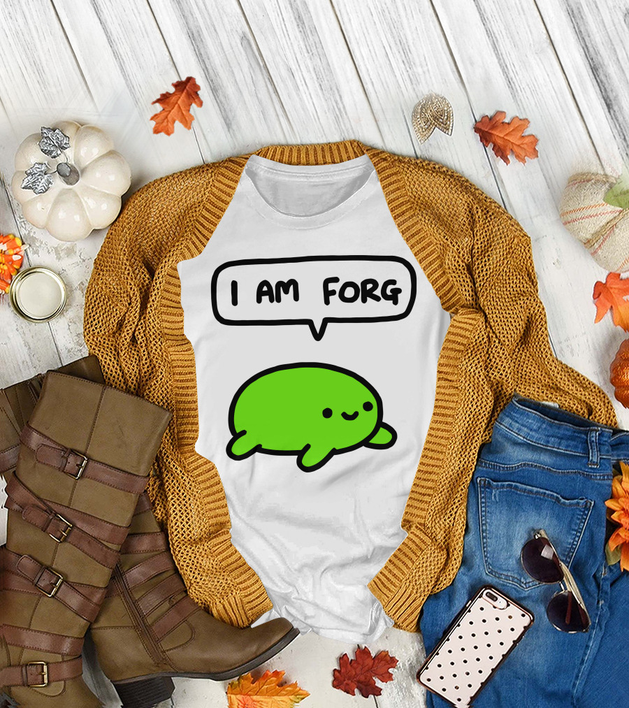 I Am Forg Green Cartoon Character Speech Bubble T-Shirt