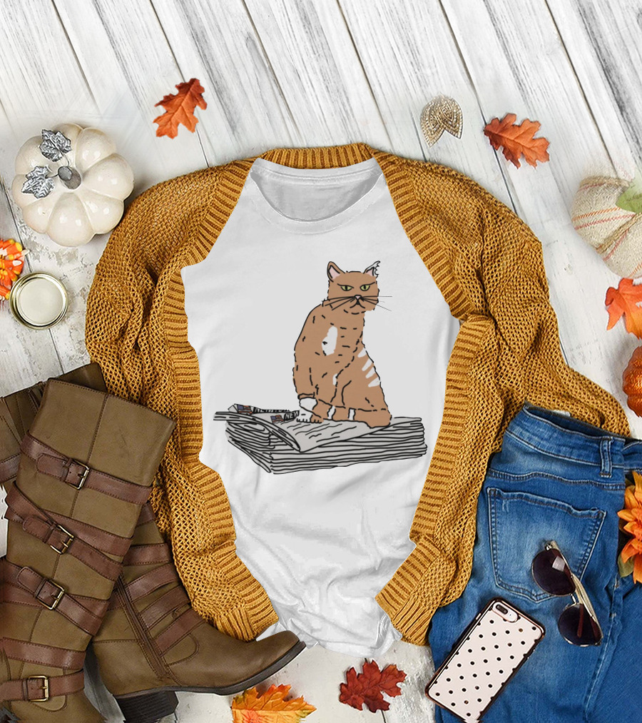 New York Post Cat on Newspaper Stack T-Shirt