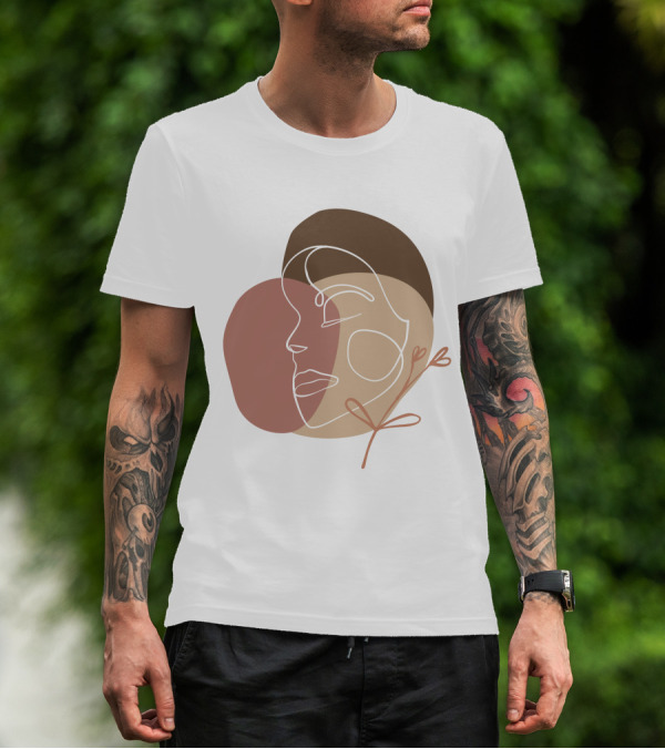 Line Art Woman Face Beauty Minimalist Abstract Linear Profile T-Shirt