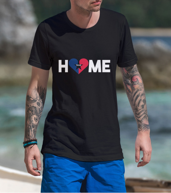 ANC Texas Home I Love Texas Its My Home Distressed Texas Home State Heart T-Shirt