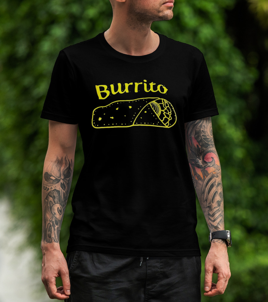Burrito Sketch Yellow Food T-Shirt
