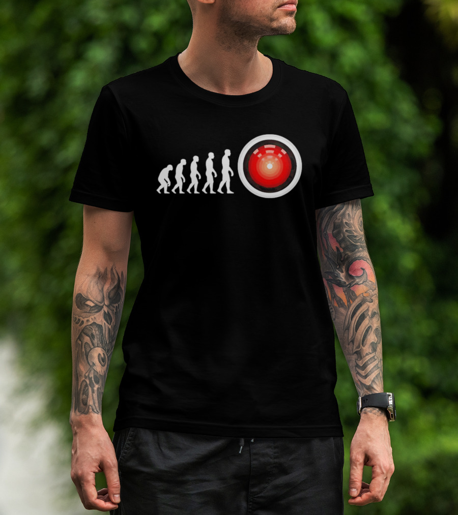 Human Evolution To HAL 9000 AI 2001 Space Odyssey Humor T-Shirt