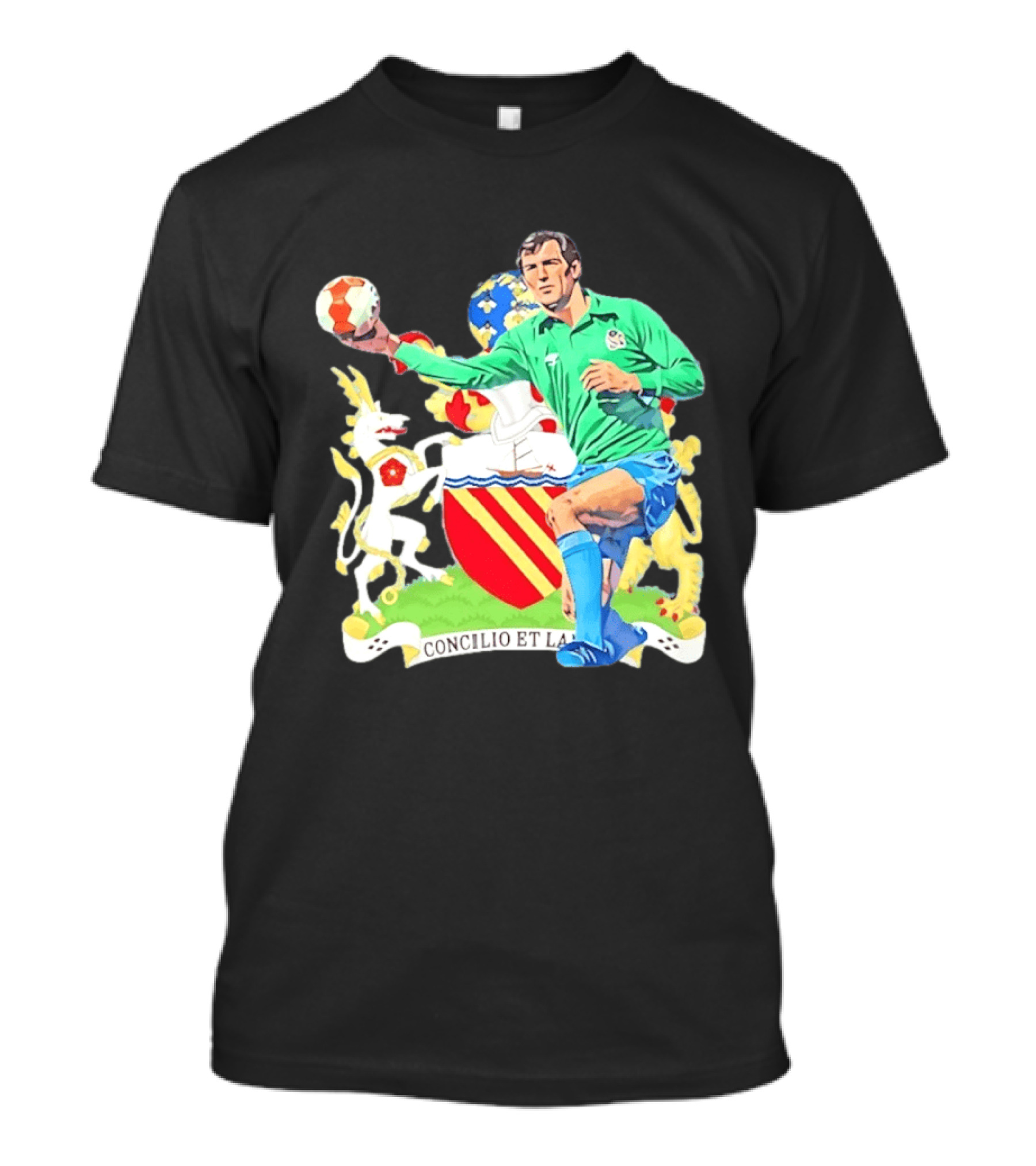 Joe Corrigan Manchester City Goalkeeper Concilio Et Labore Crest T-Shirt