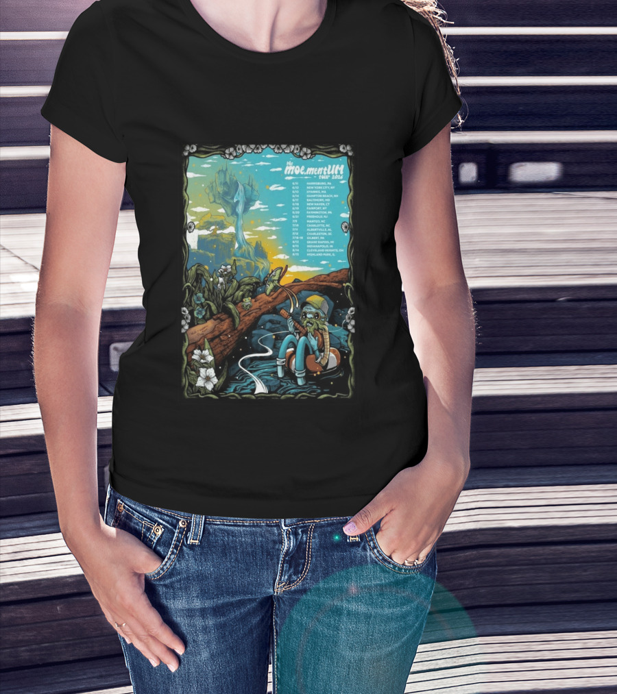 Moe.mentum Tour 2026 Dates With Surreal Nature Imagery And Character In Chill Scene T-Shirt