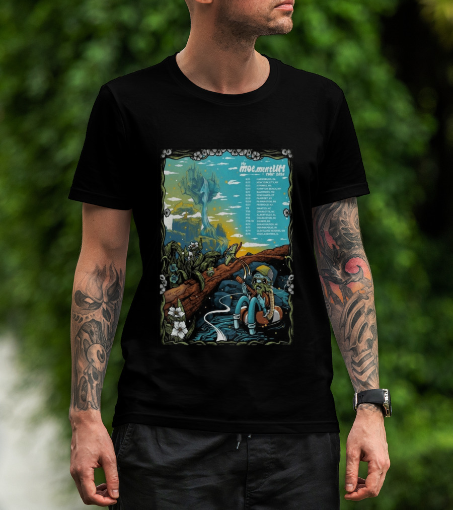 Moe.mentum Tour 2026 Dates With Surreal Nature Imagery And Character In Chill Scene T-Shirt