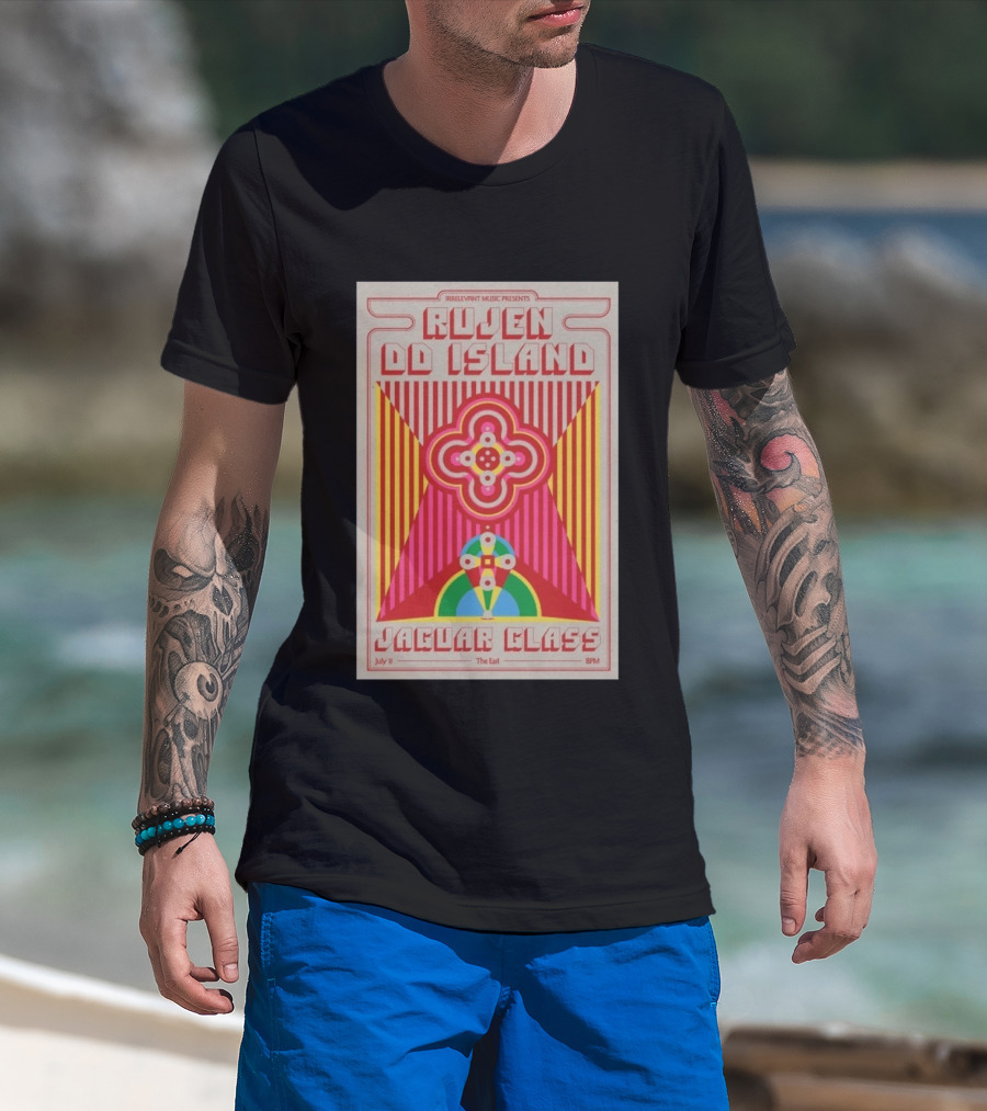 Irrelevant Music Presents Rujen DD Island Jaguar Glass July 11 The Earl 8PM T-Shirt