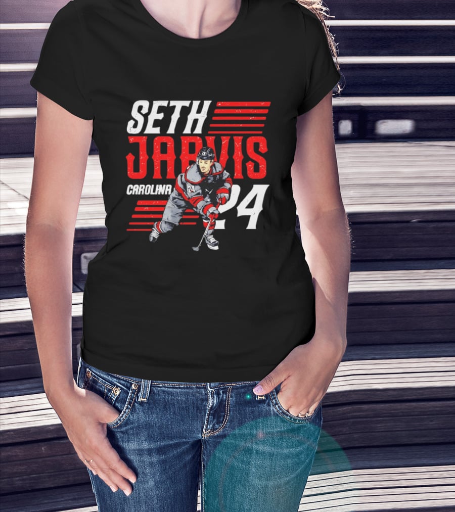 Seth Jarvis 24 Carolina Hurricanes Hockey Player T-Shirt