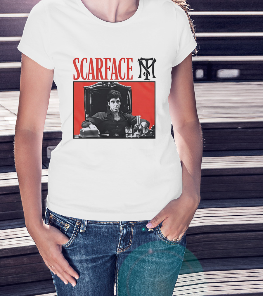 Scarface Tony Montana Al Pacino Iconic Scene Red T-Shirt