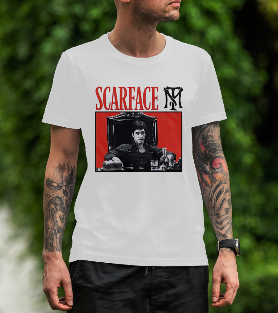 Scarface Tony Montana Al Pacino Iconic Scene Red T-Shirt