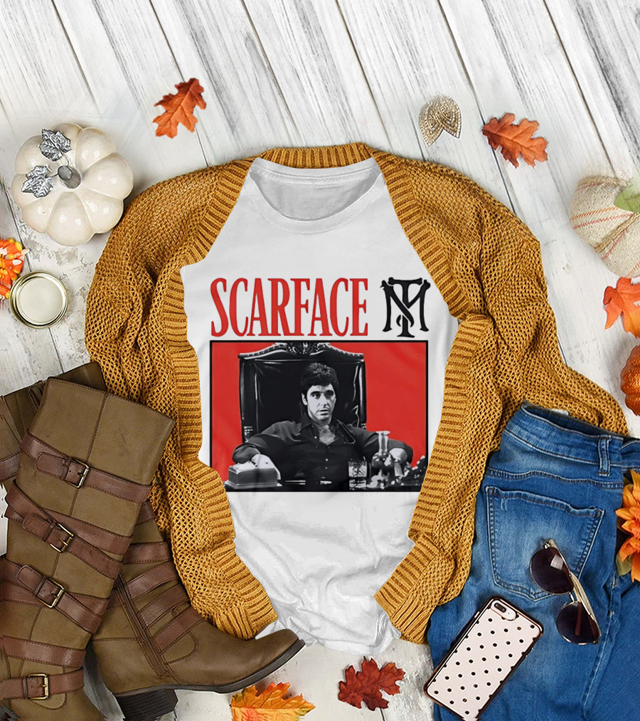 Scarface Tony Montana Al Pacino Iconic Scene Red T-Shirt