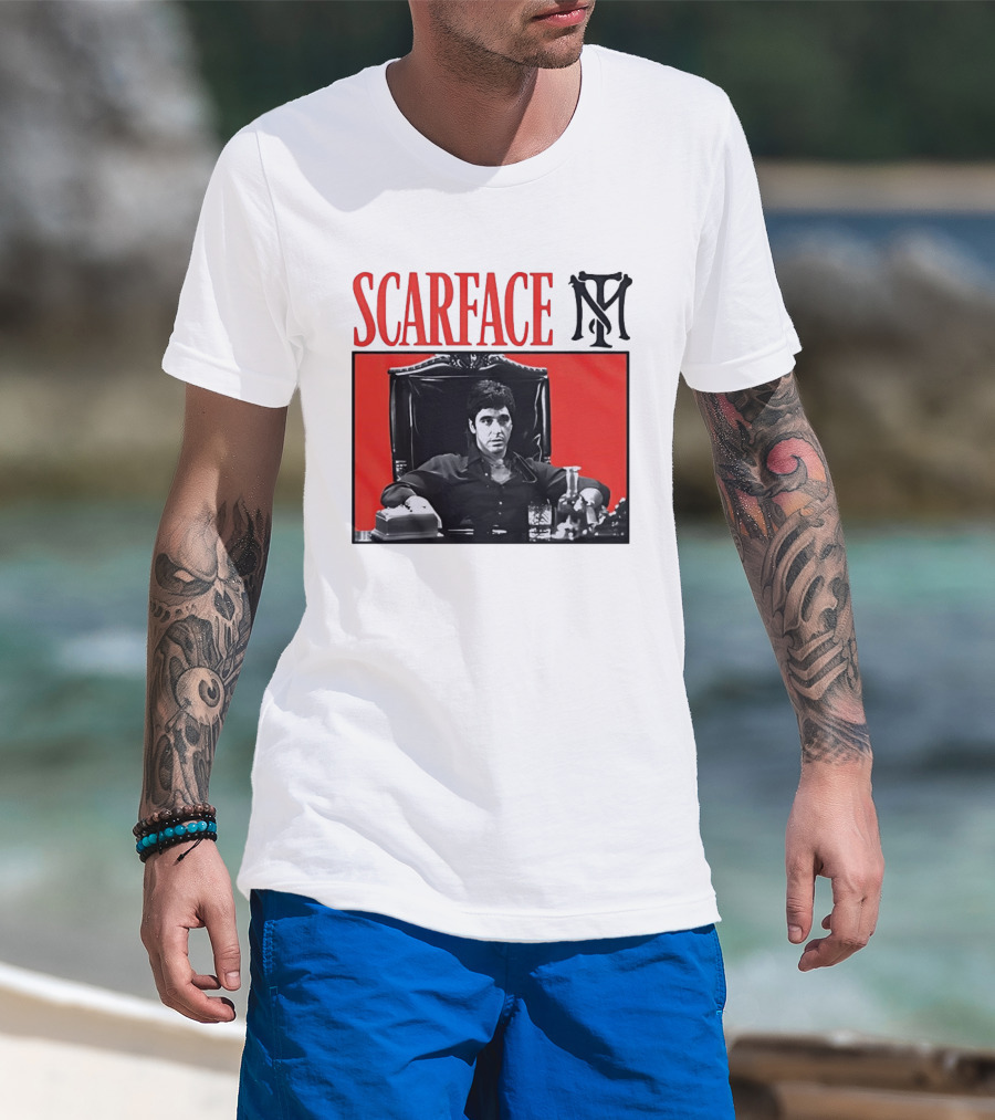 Scarface Tony Montana Al Pacino Iconic Scene Red T-Shirt